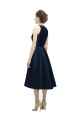 Bleu marine foncé Trapèze Licou Col bijou Satiné Courte Asymétrique Robes demoiselle d'honneur à Bas Prix