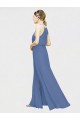 Bleu marine foncé Trapèze Licou Mousseline Longue Robes demoiselle d'honneur à Bas Prix
