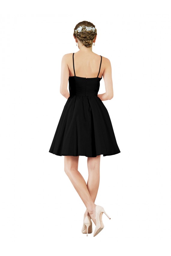 Bleu marine foncé Trapèze Licou Satiné Courte Robes demoiselle d'honneur / Robes de cocktail à Bas Prix