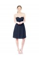 Bleu marine foncé Trapèze Mousseline Courte Robes demoiselle d'honneur / Robes de cocktail à Bas Prix