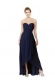 Bleu marine foncé Trapèze Mousseline Longue Asymétrique Robes demoiselle d'honneur à Bas Prix