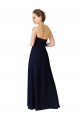 Bleu marine foncé Trapèze Mousseline Longue Asymétrique Robes demoiselle d'honneur à Bas Prix