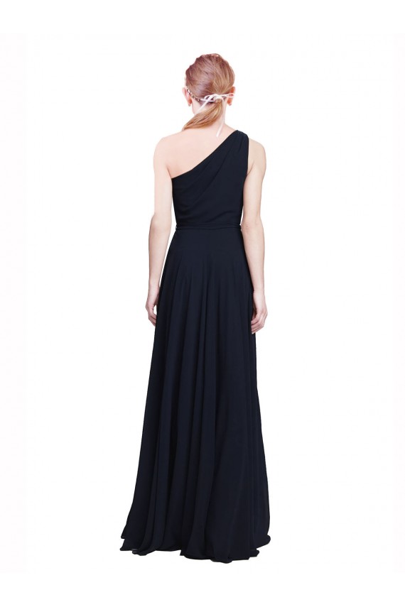 Bleu marine foncé Trapèze Mousseline Longue Robes demoiselle d'honneur à Bas Prix