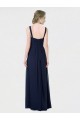 Bleu marine foncé Trapèze Mousseline Longue Robes demoiselle d'honneur à Bas Prix