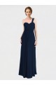Bleu marine foncé Trapèze Mousseline Longue Robes demoiselle d'honneur à Bas Prix