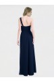 Bleu marine foncé Trapèze Mousseline Longue Robes demoiselle d'honneur à Bas Prix