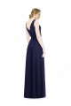Bleu marine foncé Trapèze Mousseline Longue Robes demoiselle d'honneur à Bas Prix