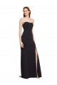 Bleu marine foncé Trapèze Sans bretelle Crêpe Stretch Longue Formelles Robes demoiselle d'honneur / Robes de soirée / Robes de bal à Bas Prix