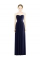 Bleu marine foncé Trapèze Sans bretelle Mousseline Longue Formelles Robes demoiselle d'honneur / Robes de soirée à Bas Prix