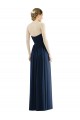 Bleu marine foncé Trapèze Sans bretelle Mousseline Longue Formelles Robes demoiselle d'honneur / Robes de soirée à Bas Prix