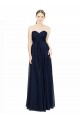 Bleu marine foncé Trapèze Sans bretelle Mousseline Longue Robes demoiselle d'honneur à Bas Prix