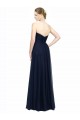 Bleu marine foncé Trapèze Sans bretelle Mousseline Longue Robes demoiselle d'honneur à Bas Prix