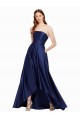 Bleu marine foncé Trapèze Sans bretelle Satiné Longue Asymétrique Formelles Robes demoiselle d'honneur / Robes de soirée / Robes de bal à Bas Prix