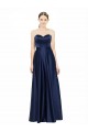 Bleu marine foncé Trapèze Satiné Stretch Longue Formelles Robes demoiselle d'honneur / Robes de soirée à Bas Prix