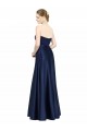 Bleu marine foncé Trapèze Satiné Stretch Longue Formelles Robes demoiselle d'honneur / Robes de soirée à Bas Prix