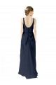 Bleu marine foncé Trapèze Scoop Mousseline Longue Robes demoiselle d'honneur à Bas Prix