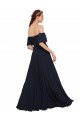 Bleu marine foncé Trapèze Épaule Dénudée Mousseline Longue Robes demoiselle d'honneur / Robes de bal à Bas Prix