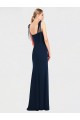 Bleu marine foncé Trompette Bretelles spaghetti Crêpe Stretch Longue Robes demoiselle d'honneur / Robes de bal à Bas Prix