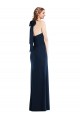 Bleu marine foncé Trompette Col Haut Crêpe Stretch Longue Robes demoiselle d'honneur / Robes de bal à Bas Prix