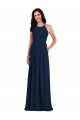 Bleu marine foncé Trompette Licou Crêpe Stretch Longue Robes demoiselle d'honneur à Bas Prix