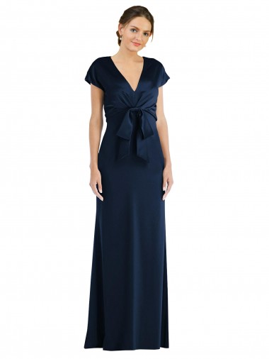 Bleu marine foncé Trompette Épaule Dénudée Crêpe Stretch Longue Formelles Robes demoiselle d'honneur / Robes de soirée / Robes de bal à Bas Prix