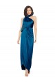 Bleu paon Fourreau Licou Col Haut Satiné Soyeux Longue Formelles Robes demoiselle d'honneur / Robes de soirée / Robes de bal à Bas Prix