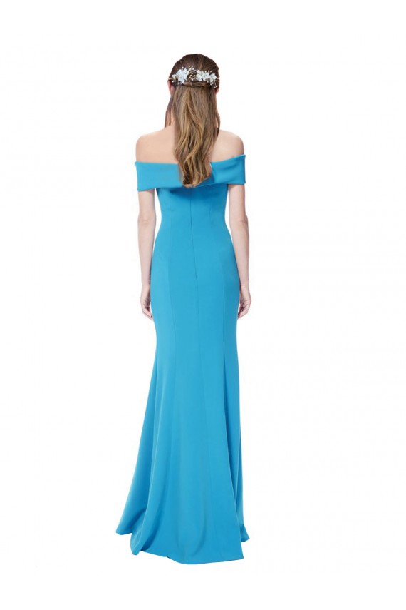 Bleu paon Fourreau Épaule Dénudée Crêpe Stretch Longue Formelles Robes demoiselle d'honneur / Robes de soirée / Robes de bal à Bas Prix