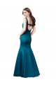 Bleu paon Sirène Bateau Satiné Longue Robes demoiselle d'honneur / Robes de bal à Bas Prix