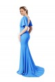 Bleu paon Sirène Col V Balayage train Crêpe Stretch Longue Robes demoiselle d'honneur / Robes de bal à Bas Prix