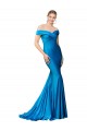 Bleu paon Sirène Épaule Dénudée Satiné Longue Formelles Robes demoiselle d'honneur / Robes de soirée / Robes de bal à Bas Prix