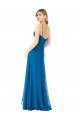 Bleu paon Trapèze Bretelles spaghetti Mousseline Longue Robes demoiselle d'honneur à Bas Prix
