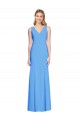 Bleu paon Trompette Col V Crêpe Stretch Longue Robes demoiselle d'honneur / Robes de bal à Bas Prix