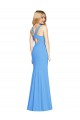 Bleu paon Trompette Col V Crêpe Stretch Longue Robes demoiselle d'honneur / Robes de bal à Bas Prix