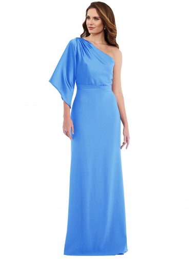 Bleu paon Trompette Crêpe Stretch Longue Robes demoiselle d'honneur / Robes de bal à Bas Prix