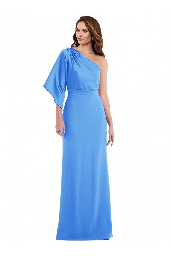 Bleu paon Trompette Crêpe Stretch Longue Robes demoiselle d'honneur / Robes de bal à Bas Prix