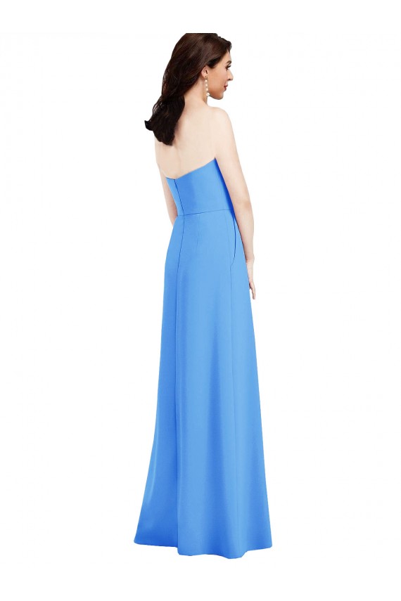 Bleu paon Trompette Sans bretelle Crêpe Stretch Longue Robes demoiselle d'honneur / Robes de bal à Bas Prix