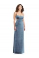 Bleu poussiéreux Fourreau Col Carré Velours Stretch Longue Formelles Robes demoiselle d'honneur / Robes de soirée / Robes de bal à Bas Prix