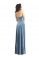Bleu poussiéreux Fourreau Col Carré Velours Stretch Longue Formelles Robes demoiselle d'honneur / Robes de soirée / Robes de bal à Bas Prix