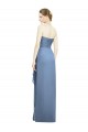 Bleu poussiéreux Fourreau Sans bretelle Mousseline Longue Robes demoiselle d'honneur à Bas Prix
