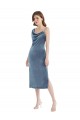 Bleu poussiéreux Fourreau Velours Stretch Longue Robes demoiselle d'honneur / Robes de bal à Bas Prix