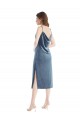 Bleu poussiéreux Fourreau Velours Stretch Longue Robes demoiselle d'honneur / Robes de bal à Bas Prix
