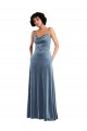 Bleu poussiéreux Fourreau Velours Stretch Longue Robes demoiselle d'honneur / Robes de bal à Bas Prix