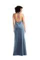 Bleu poussiéreux Fourreau Velours Stretch Longue Robes demoiselle d'honneur / Robes de bal à Bas Prix