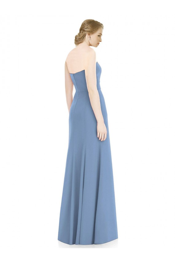 Bleu poussiéreux Sirène Sans bretelle Mousseline Longue Robes demoiselle d'honneur à Bas Prix