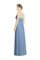 Bleu poussiéreux Trapèze Bretelles spaghetti Col V Mousseline Longue Robes demoiselle d'honneur à Bas Prix