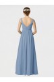 Bleu poussiéreux Trapèze Bretelles spaghetti Mousseline Longue Robes demoiselle d'honneur à Bas Prix