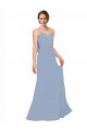 Bleu poussiéreux Trapèze Bretelles spaghetti Mousseline Longue Robes demoiselle d'honneur à Bas Prix