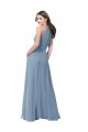 Bleu poussiéreux Trapèze Licou Col Haut Mousseline Longue Robes demoiselle d'honneur à Bas Prix