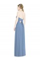 Bleu poussiéreux Trapèze Licou Mousseline Longue Robes demoiselle d'honneur à Bas Prix