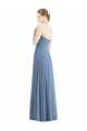 Bleu poussiéreux Trapèze Mousseline Longue Robes demoiselle d'honneur à Bas Prix